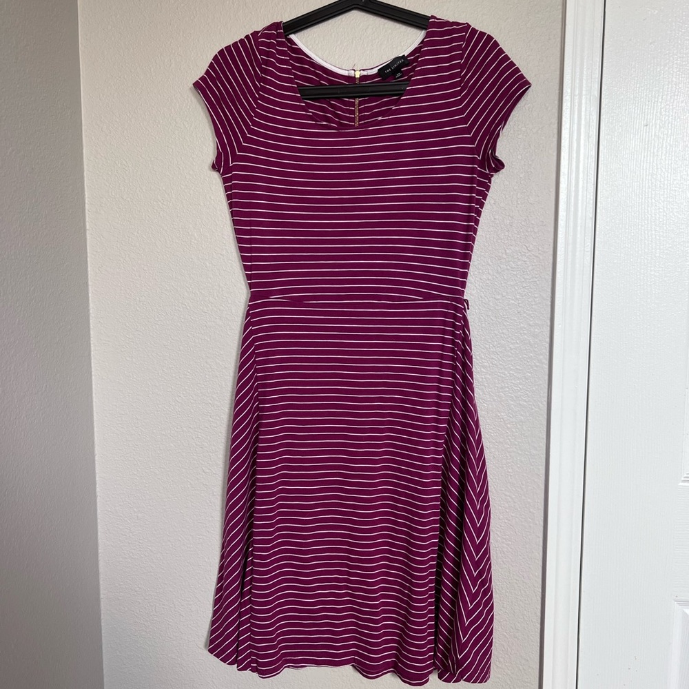 THE LIMITED XS BURGUNDY STRIPED DRESS